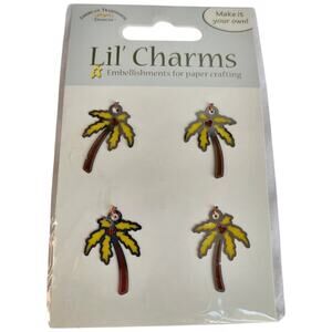 VTG 2000s Lil Charms Palm Trees Embellishments Scrapbooking Cardmaking Tropical